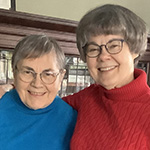 Sr. Bernadette and Sr. Barb in the library